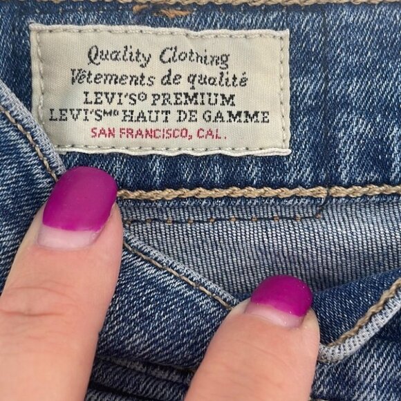 levi’s premium high rise straight jeans slightly distressed side slits sz 26 - Picture 5 of 11